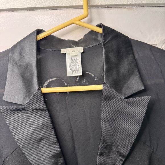 Fleur Du Mal Tuxedo Bodysuit Plunge Neckline Silk Blend - Picture 8 of 10